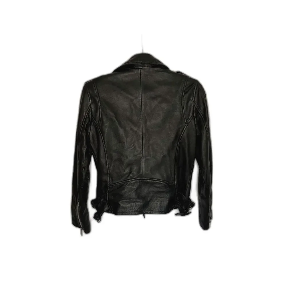 Walter Baker Liz Motorcycle Leather Jacket Black Size M - Picture 7 of 8